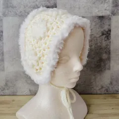 イヤーマフ　手編み　モチーフ編み　クロシェ　バブーシュカ　ヘアアクセサリー　ヘアバンド　ヘッドドレス　かわいい　ホワイト