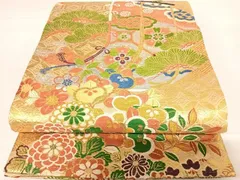 平和屋着物◎アンティーク　大正ロマン　六通柄袋帯　唐織　吉祥花文　金銀糸　正絹　逸品　AABC4716yx