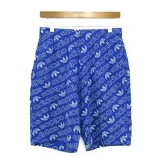 アディダス ショートパンツ ハーフパンツ コットン100% スポーツウエア ボトムス メンズ Mサイズ ブルー×ホワイト adidas 【中古】