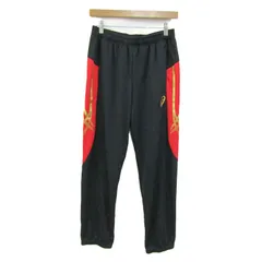 アシックス ロングパンツ ジャージパンツ スポーツウエア ボトムス 黒 メンズ Lサイズ ブラック×レッド asics 【中古】