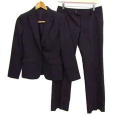 コムサイズム スーツ セットアップ 上下セット ジャケット パンツ ストライプ柄 レディース M/Lサイズ ブラック COMME CA ISM 【中古】