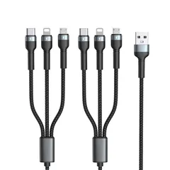 【新着商品】映像出力不可 断線防止 iPhone 高耐久性 急速充電 15 100W PD対応 14 3台同時給電可能 C】 13 2本【lighting+USB端子+Type 12、Galaxy 1.2m 充電コード S24 1 in S23、Pad 3 U