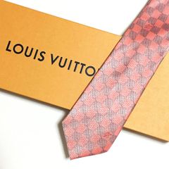 美品LOUIS VUITTON モノグラム ストライプ シルク ネクタイ ピンク
