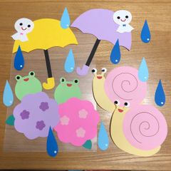てるてるぼうず 虹 壁面飾り 梅雨 6月 7月 保育高齢者