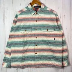 【Men's M グリーン系】 1995 Patagonia ( パタゴニア ) ヘビー フランネル シャツ Heavy Flannel Shirts サニーストライプ ビンテージ オリジナル 入手困難 希少カラー コットン ウェア トップス