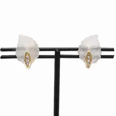 ChristianDior ディオール イヤリング リーフ フェザー ラインストーン ヴィンテージ