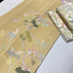 岡重 名古屋帯 葡萄文様 イエロー色 正絹 - メルカリ
