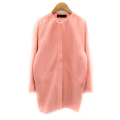ザラウーマン ZARA WOMAN ノーカラーコート ミドル丈 無地 ジップアップ S ピンク /SY10