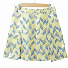 マックス&コー MAX&CO. タグ付き ミニスカート 台形 総柄 タック 36 ベージュ 黄色 青 金 0919 ■GY09