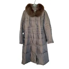 Z1624Leilian レリアン ダウンコート ロングコート 15プラス 大きいサイズ ブラウン 茶系 リアルファー フォックス