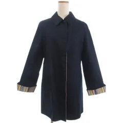 ラルフローレン RALPH LAUREN ステンカラーコート ジャケット マルチストライプ 紺 ネイビー 11 L位