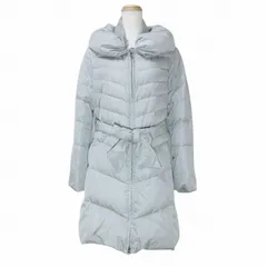 バーニーズニューヨーク BARNEYS NEW YORK ロング ダウンコート ジップアップ リボンベルト ネックベルト 38 M相当 グレー Xのサムネイル