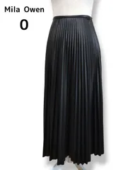 Mila Owen フェイクレザー 細プリーツスカート マキシ丈 黒 155/60A 0