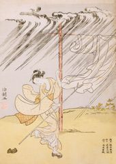 浮世絵 鈴木春信の夕立 油絵 希少価値が高い作品一点物 - メルカリ