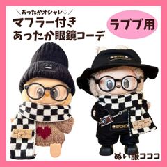ラブブ服 labubu マフラー付き眼鏡コーデ カメラ 靴 帽子 ニット帽