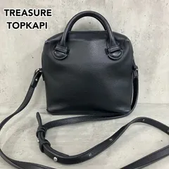TREASURE TOPKAPI  トレジャー トプカピ スコッチグレイン ボストン型 2way ミニショルダーバッグ ハンドバッグ 黒 ブラック レザー調 斜め掛け可能 ★ ■■
