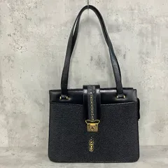ノーブランド 希少 スティングレイ 贅沢 エイ革 黒 トートバッグ/ハンドバッグ 本革 レザー ゴールド金具 通勤 フォーマル ビンテージ レトロ ★ ■■