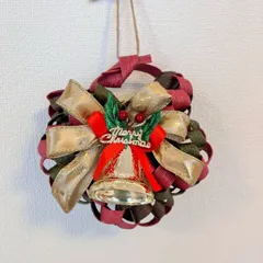 クリスマスリース ペーパークラフトバンド ハンドメイド