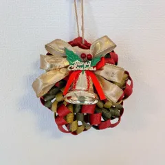 クリスマスリース ペーパークラフトバンド ハンドメイド