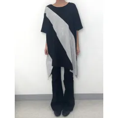 日本 ヴィンテージ レイヤード 半袖 ワンピース ミディ丈 ワンピース ロング丈 ワンピース インナー ブラック