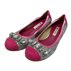 【極美品】ダイアナ (22.5) パンプス フラット ラメ グリッター 切り返し バイカラー 飾り 希少デザイン