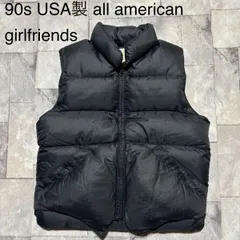 90s USA製 all american girlfriends Goose down ダウンベストナイロンジャケットヴィンテージ 高品質ブラック レディース XS相当 玉FS1745