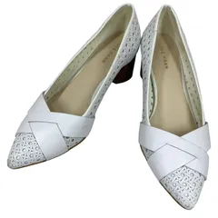 【美品】コールハーン (22) パンプス ポインテッドトゥ チャンキーヒール 本革 レザー 希少デザイン