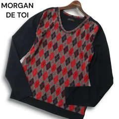 MORGAN HOMME モルガン オム 秋冬 アーガイル柄★ 切替 Vネック ニット セーター カットソー Sz.AL メンズのサムネイル