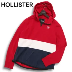 HOLLISTER CALIFORNIA ホリスター 秋冬 ロゴ★ カラーブロック切替 裏起毛 ハーフジップ プルオーバー パーカー Sz.S メンズ