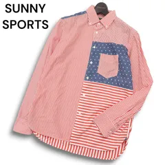 SUNNY SPORTS サニースポーツ 通年 星条旗★ クレイジー切替 長袖 ボタンダウン ストライプ シャツ Sz.M メンズ 日本製のサムネイル