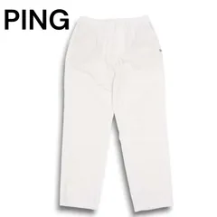 23SS★ PING ピン ゴルフ 通年 ロゴ★ ナイロンワッシャー ストレッチ ワイド スラックス パンツ Sz.L メンズ 白