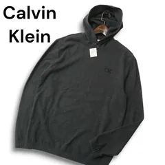 【新品 未使用】 Calvin Klein カルバンクライン ロゴ刺繍★ プルオーバー パーカー Sz.S　メンズ グレーのサムネイル