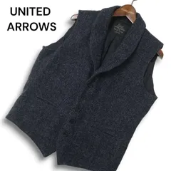 UNITED ARROWS ユナイテッドアローズ 秋冬 シルク混 ウール ツイード ジャガード柄 ニット切替 ショール ベスト Sz.M メンズ
