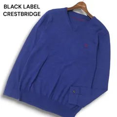 BLACK LABEL CRESTBRIDGE ブラックレーベル クレストブリッジ ロゴ刺繍★ ウール100％ Vネック ニット セーター Sz.3 メンズ