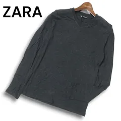 【新品 未使用】 ZARA ザラ マン 秋冬 現行タグ★ ウール混 Vネック ニット セーター Sz.M メンズ 灰 グレー