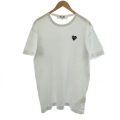 プレイコムデギャルソン PLAY COMME des GARCONS AD2023/4 Tシャツ カットソー 半袖 ワッペン ロゴ ハート XXL 白 ホワイト 黒 ブラック AZ-T064 /AN7