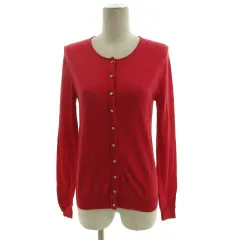 ロペ ROPE カーディガン ニット 丸首 長袖 ビジューボタン シンプル ウール ピンク M