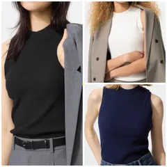 UNIQLO ユニクロ ウォッシャブルニットブラトップ ブラトップ ノースリーブ リブニット ニット ホワイト ブラック S M L XL