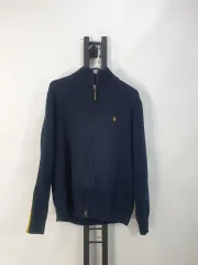 ポロ ラルフローレン ニット ツーウェイ フルジップアップ カーディガン コットン ネイビー L