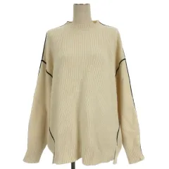 イェッカヴェッカ YECCA VECCA 配色ライン ニット セーター 長袖 ホワイト 250901E