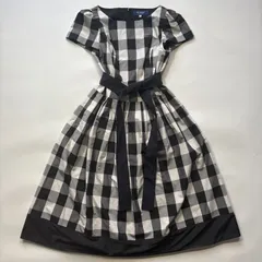 24SS Ms GRACY ムズグレイシーシルク混 チェックワンピース ウエストリボン