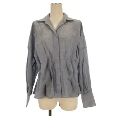 ダーマコレクション dama collection ブラウス シャツ 長袖 リネン タック 1 ブルー系 251117E