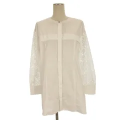 ロウファッジ RAW FUDGE レースMIX シャツ チュニック 長袖 ホワイト M 251117E