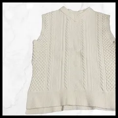 BEAUTY&YOUTH UNITED ARROWS ケーブルニットベスト Mサイズ アイボリー ウール100％ 上品 レイヤード 秋冬 レディース 古着屋エル
