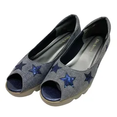 【美品】ヒルズアヴェニュー (23) パンプス ウェッジソール ウェーブソール オープントゥ スター 星 希少デザイン