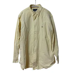 Z1593Ralph Lauren ラルフローレン シャツ イエロー ロゴ 刺繍 メンズ 16 1/2（L相当）