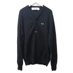 プレイコムデギャルソン PLAY COMME des GARCONS AD2007 ウール ブラックハートロゴ カーディガン 長袖 リブ 黒 ブラック Lサイズ AZ-N024