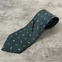【Aquascutum】小紋ペイズリーネクタイ　ネイビー　可愛い