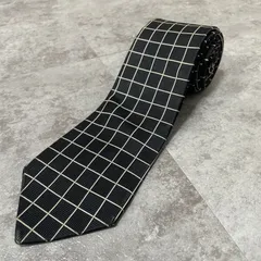 【CHAPS】チェック柄ネクタイ　ネイビー　白線　バイカラー
