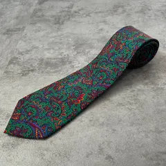 【Christian Dior】ペイズリー柄ネクタイ　グリーン×レッド